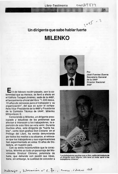 Milenko  [artículo] José Fuentes Guerra.