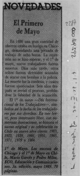 El Primero de Mayo  [artículo].