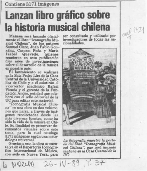 Lanzan libro gráfico sobre la historia musical chilena  [artículo].
