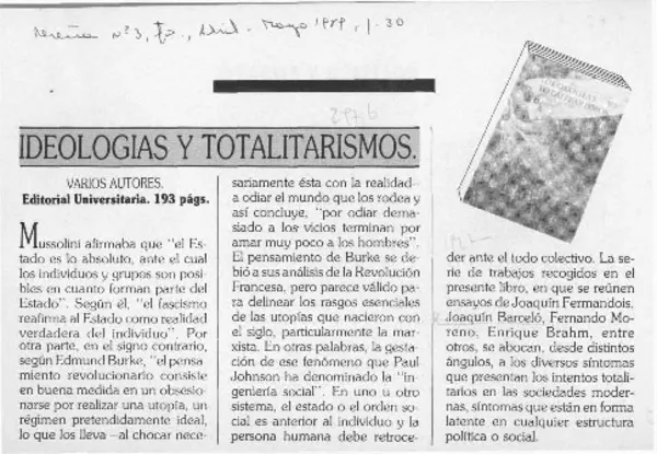 Ideologías y totalitarismos  [artículo].
