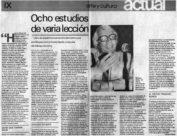 Ocho estudios de varia lección  [artículo] Anamaría Maack.