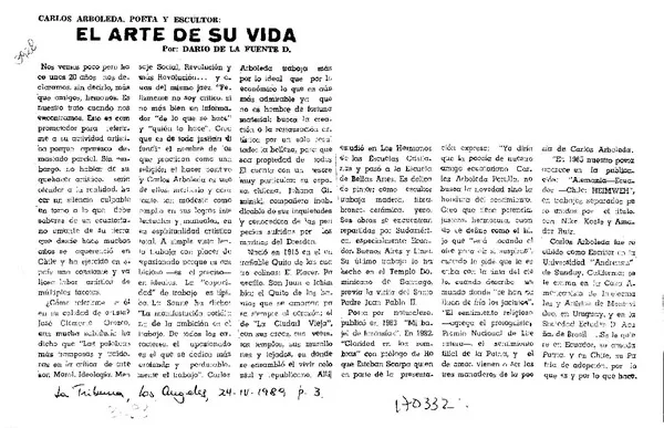 El arte de su vida  [artículo] Darío de la Fuente D.