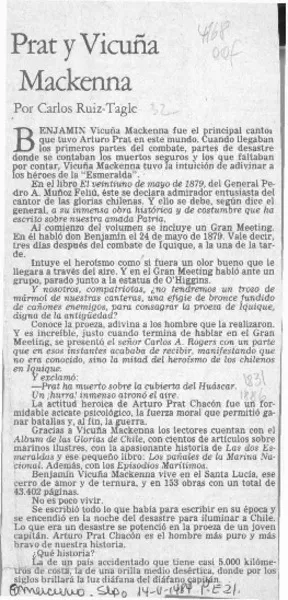 Prat y Vicuña Mackenna  [artículo] Carlos Ruiz Tagle.