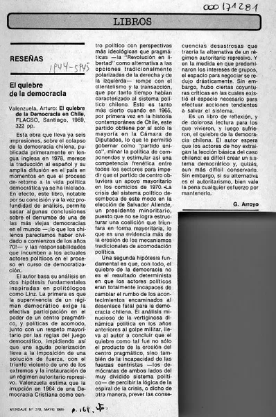 El quiebre de la democracia  [artículo] G. Arroyo.