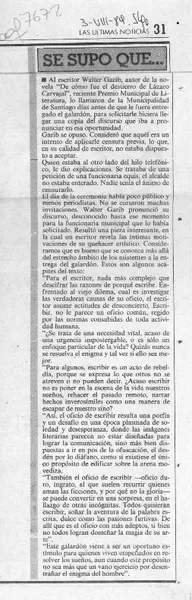 Se supo que --  [artículo].