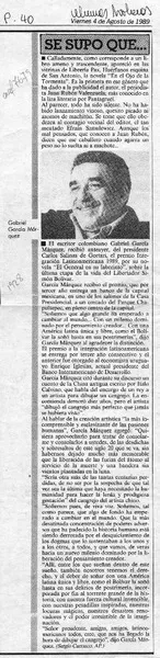 Se supo que --  [artículo].