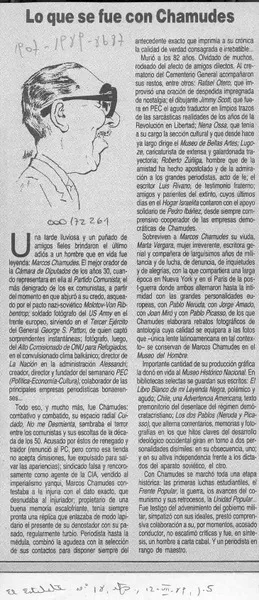 Lo Que se fue con Chamudes  [artículo].