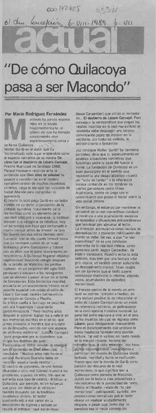 "De cómo Quilacoya pasa a ser Macondo"  [artículo] Mario Rodríguez Fernández.