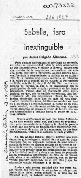 Sabella, faro inextinguible  [artículo] Jaime Salgado Albornoz.