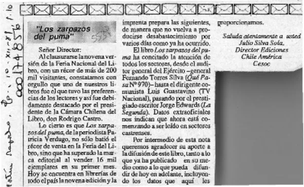 "Los zarpazos del puma"  [artículo] Julio Silva Solar.