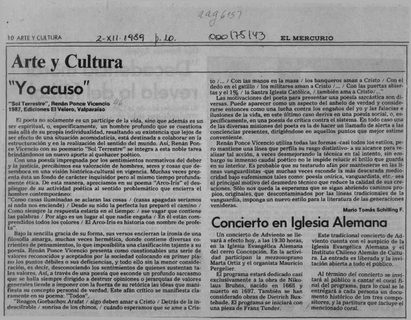"Yo acuso"  [artículo] Mario Tomás Schilling F.