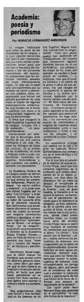 Academia, poesía y periodismo  [artículo] Horacio Hernández Anderson.
