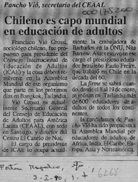 Chileno es capo mundial en educación de adultos  [artículo].