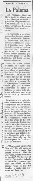 La paloma  [artículo] Manuel Cortés Gallardo.