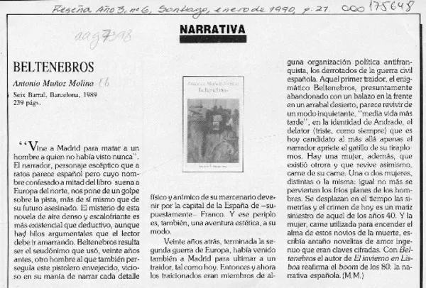 Beltenebros  [artículo] M. M.