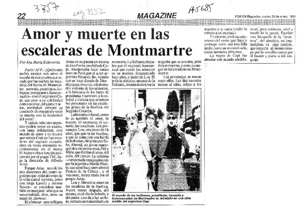 Amor y muerte en las escaleras de Montmartre  [artículo] Ana María Echeverría.