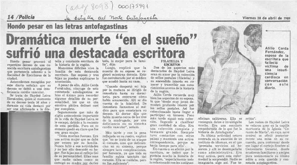 Dramática muerte "en el sueño" sufrió una destacada escritora  [artículo].