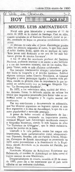 Miguel Luis Amunátegui  [artículo] Fap.