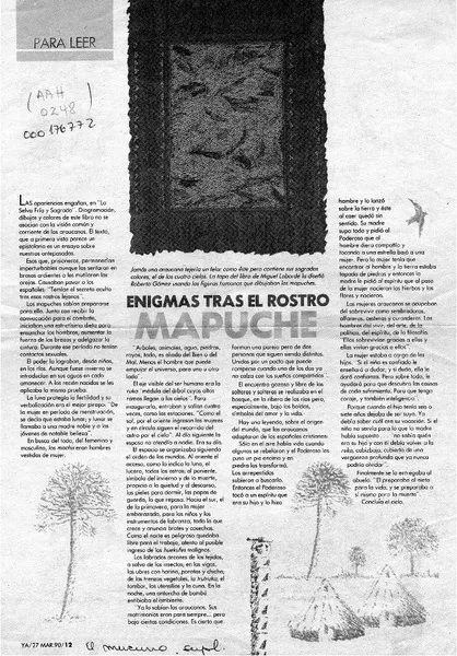 Enigmas tras el rostro mapuche  [artículo].