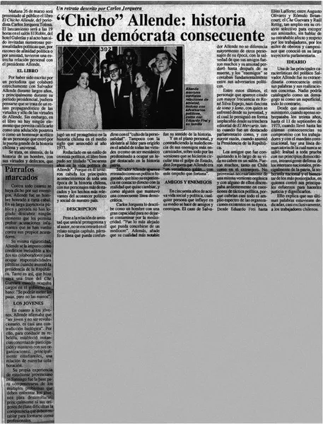 "Chicho" Allende, historia de un demócrata consecuente  [artículo].