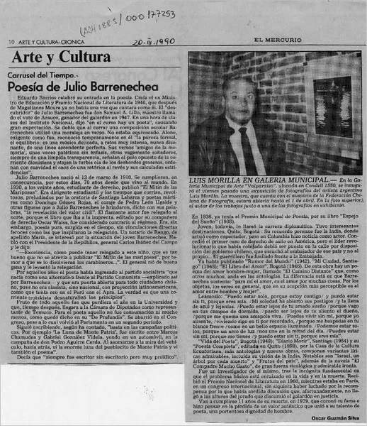 Poesía de Julio Barrenechea  [artículo] Oscar Guzmán Silva.