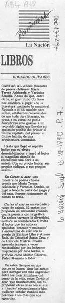Cartas al azar  [artículo] Eduardo Olivares.