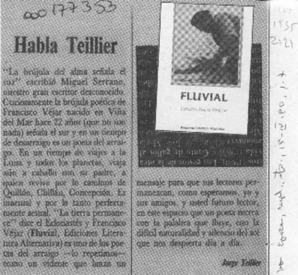 Habla Teillier  [artículo] Jorge Teillier.
