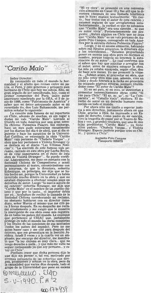"Cariño malo"  [artículo] Augusto Polo Campos.