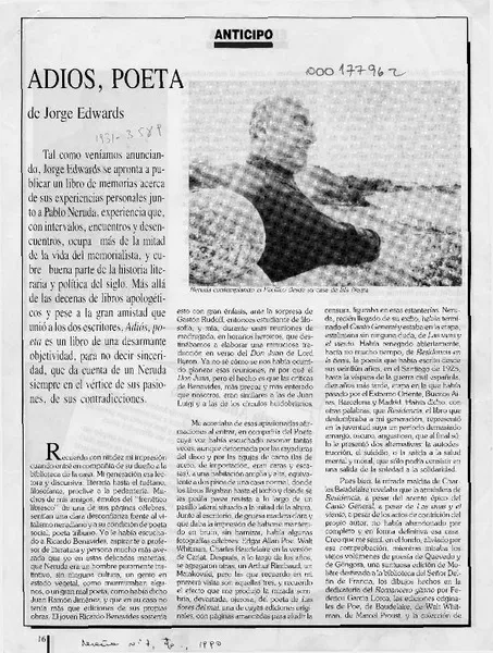 Adiós, poeta  [artículo].