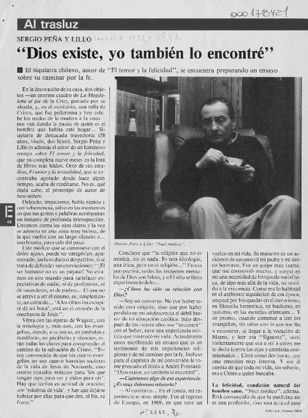 "Dios existe, yo también lo encontré"  [artículo] Consuelo Larraín A.