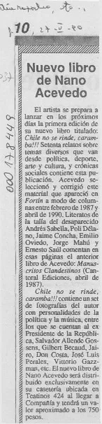 Nuevo libro de Nano Acevedo  [artículo].