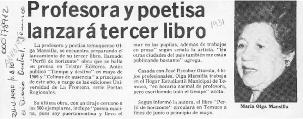 Profesora y poetisa lanzará tercer libro  [artículo].
