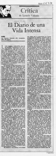 El diario de una vida intensa  [artículo] Ignacio Valente.