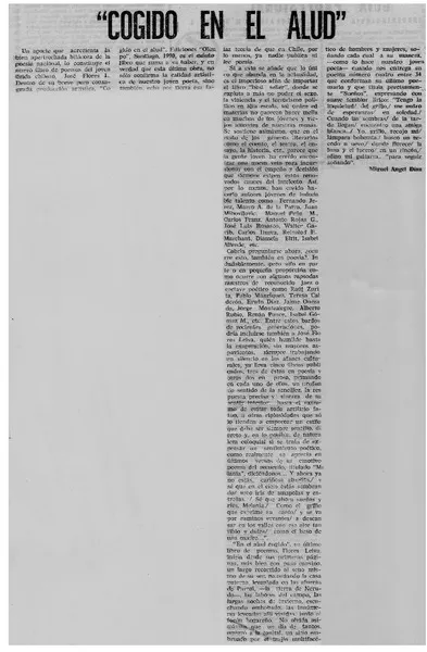 "Cogido en el alud"  [artículo] Miguel Angel Díaz A.