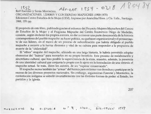 Organizaciones, líderes y contiendas mapuches (1900-1970)  [artículo] Jorge Pinto Rodríguez.