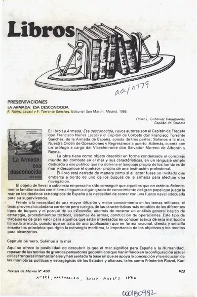 La Armada, esa deconocida  [artículo] Omar L. Gutiérrez Valdebenito.