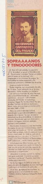 Sopraaaanos y tenooooores  [artículo].