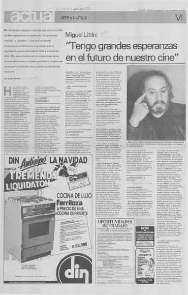 "Tengo grandes esperanzas en el futuro de nuestro cine" [entrevista] [artículo] : Pacián Martínez.