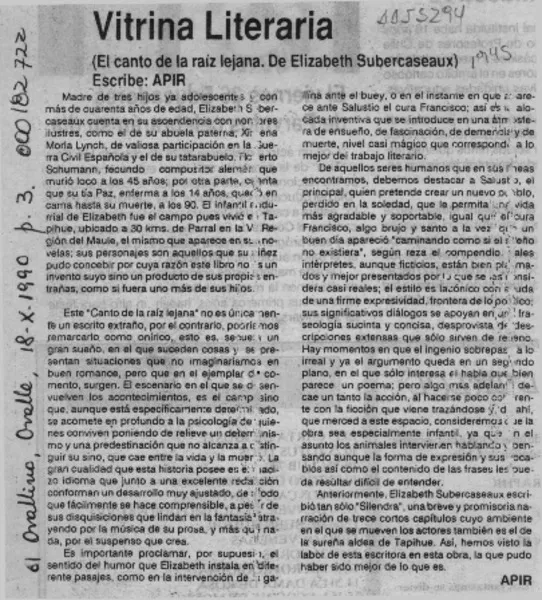 Vitrina literaria  [artículo] Apir.