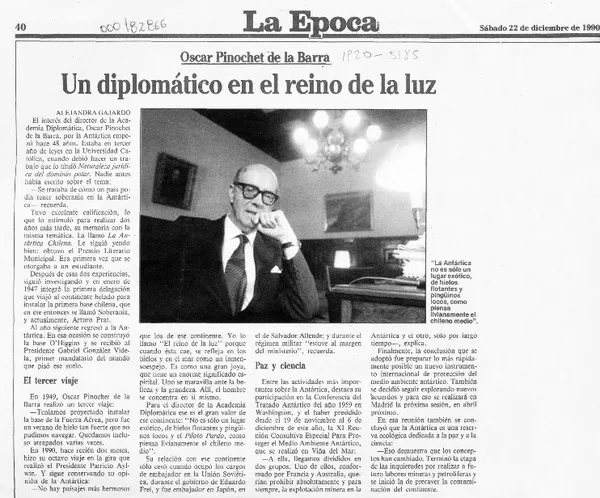 Un diplomático en el reino de la luz  [artículo] Alejandra Gajardo.