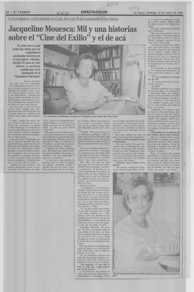 Jacqueline Mouesca, mil y una historias sobre el "Cine del Exilio" y el de acá  [artículo] Marta Hansen.