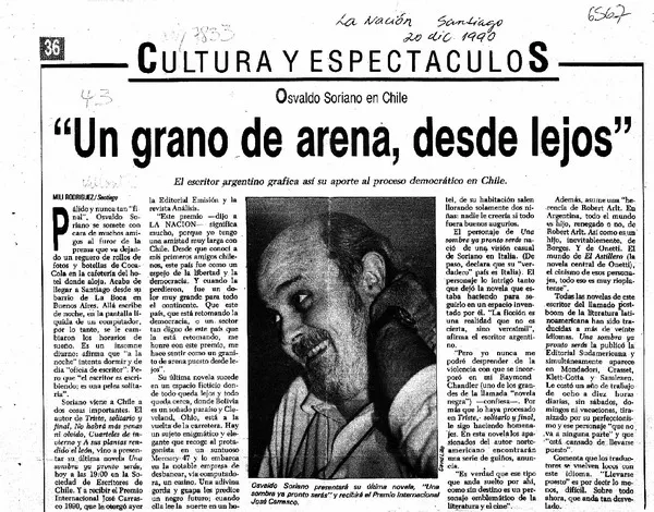 "Un grano de arena, desde lejos"  [artículo] Mili Rodríguez.