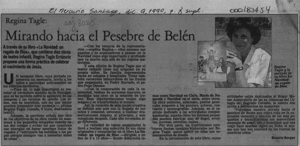 Mirando hacia el pesebre de Belén  [artículo] Beatriz Berger.