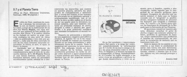 X-7 y el planeta Tierra  [artículo] Jéssica Atal.