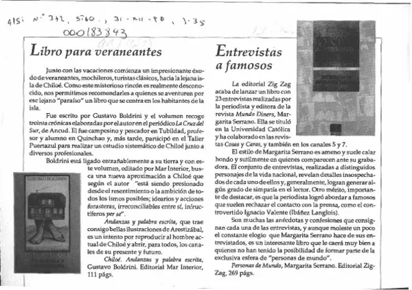Libro para veraneantes  [artículo].