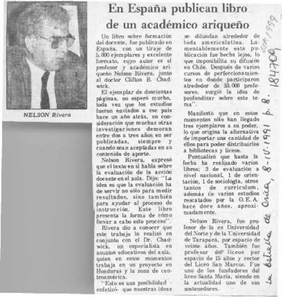 En España publican libro de un académico ariqueño  [artículo].