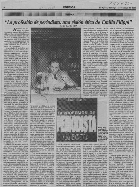 "La profesión de periodista, una visión ética de Emilio Filippi"  [artículo] José Luis Cea.