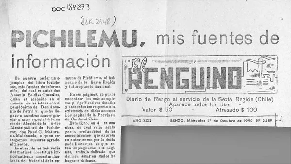 Pichilemu, mis fuentes de información.  [artículo]