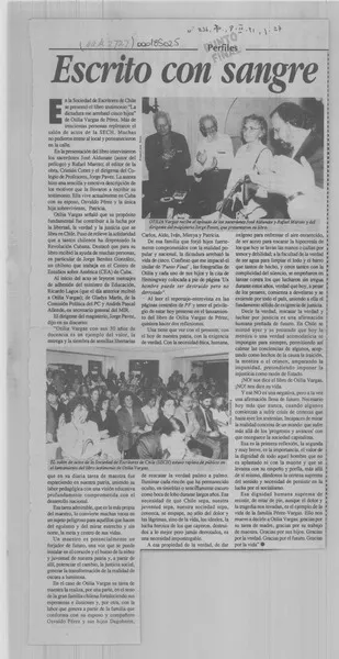 Escrito con sangre  [artículo].