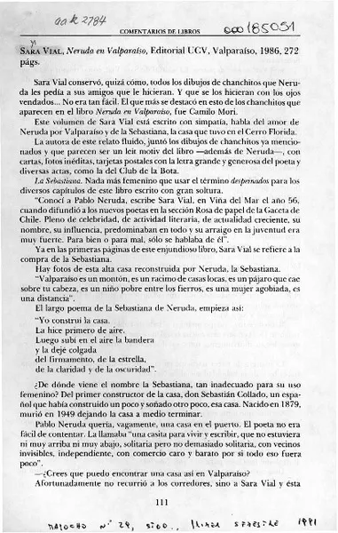Neruda en Valparaíso  [artículo] Carlos Ruiz-Tagle G.